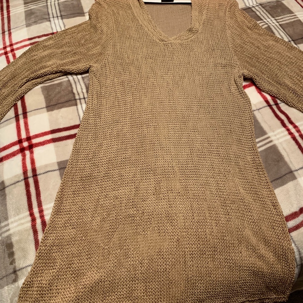 Beautiful knitted summer dress with hood.